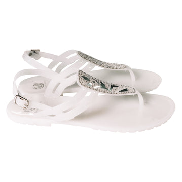 White - Leaves Sandals